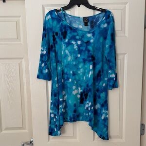 Clara Sun Woo Teal and White Abstract Tunic